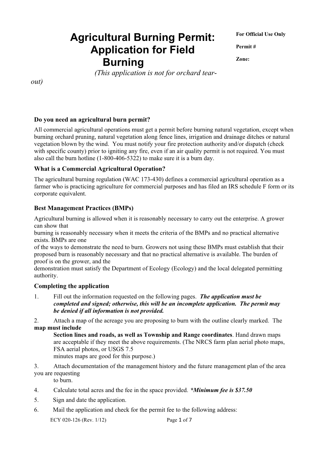 Application for Field Burning