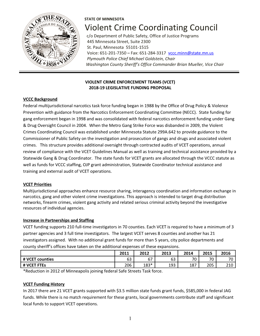 Violent Crime Enforcement Teams (Vcet)