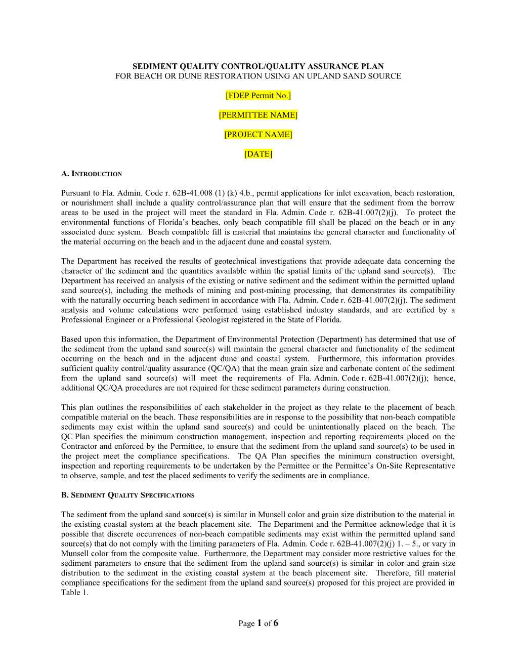 Sediment Quality Control/Quality Assurance Plan