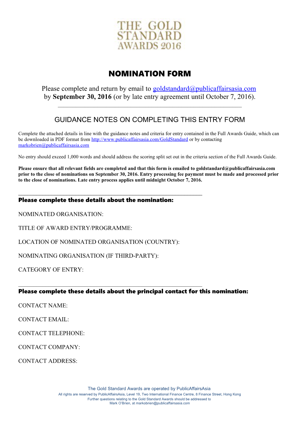 Guidance Notes on Completing This Entry Form