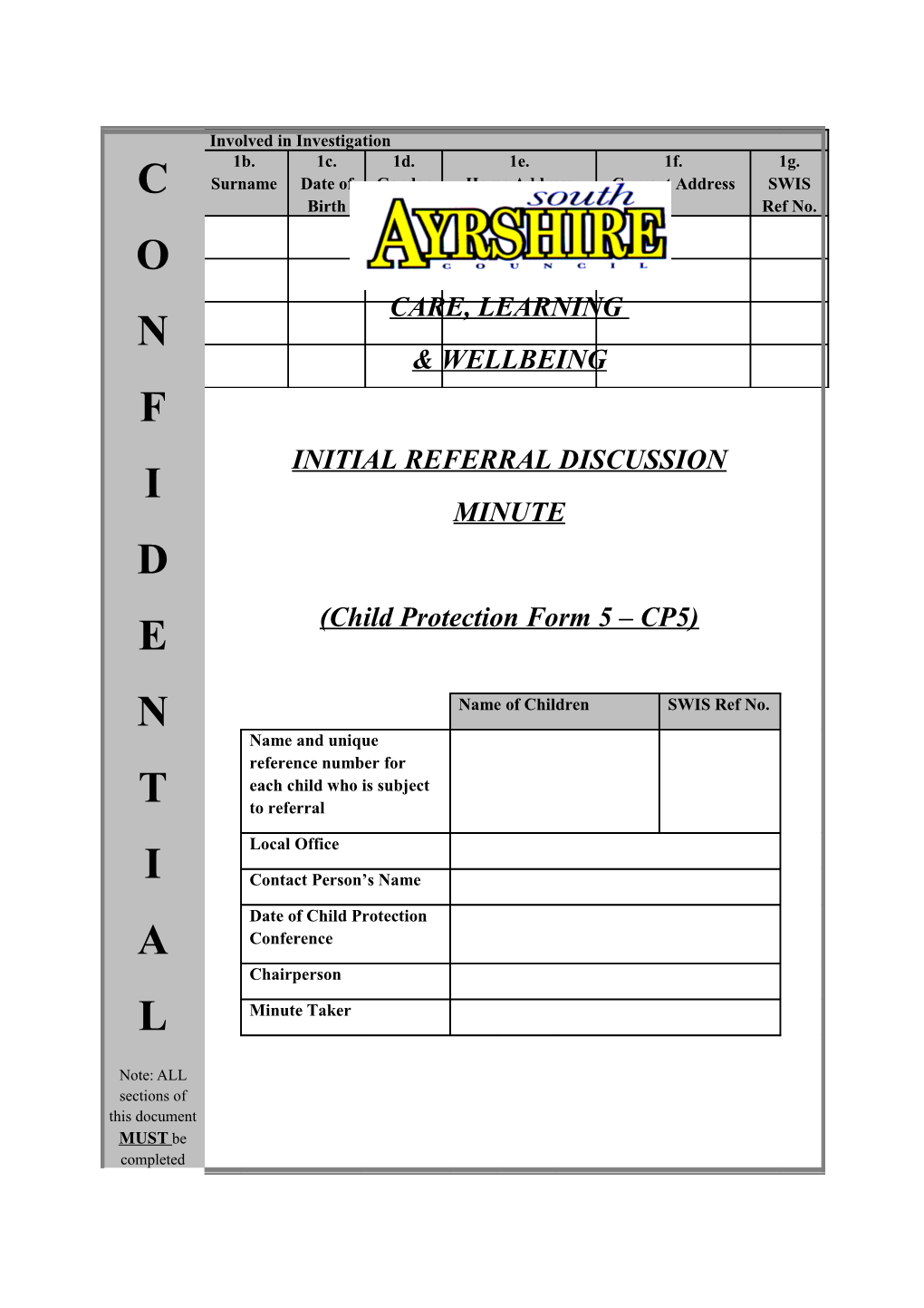 Page 1 of 8 Initial Referral Discussion Minute CONFIDENTIAL