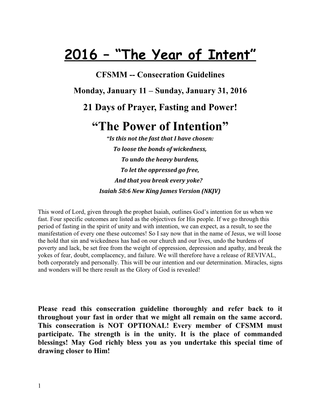 2016 the Year of Intent
