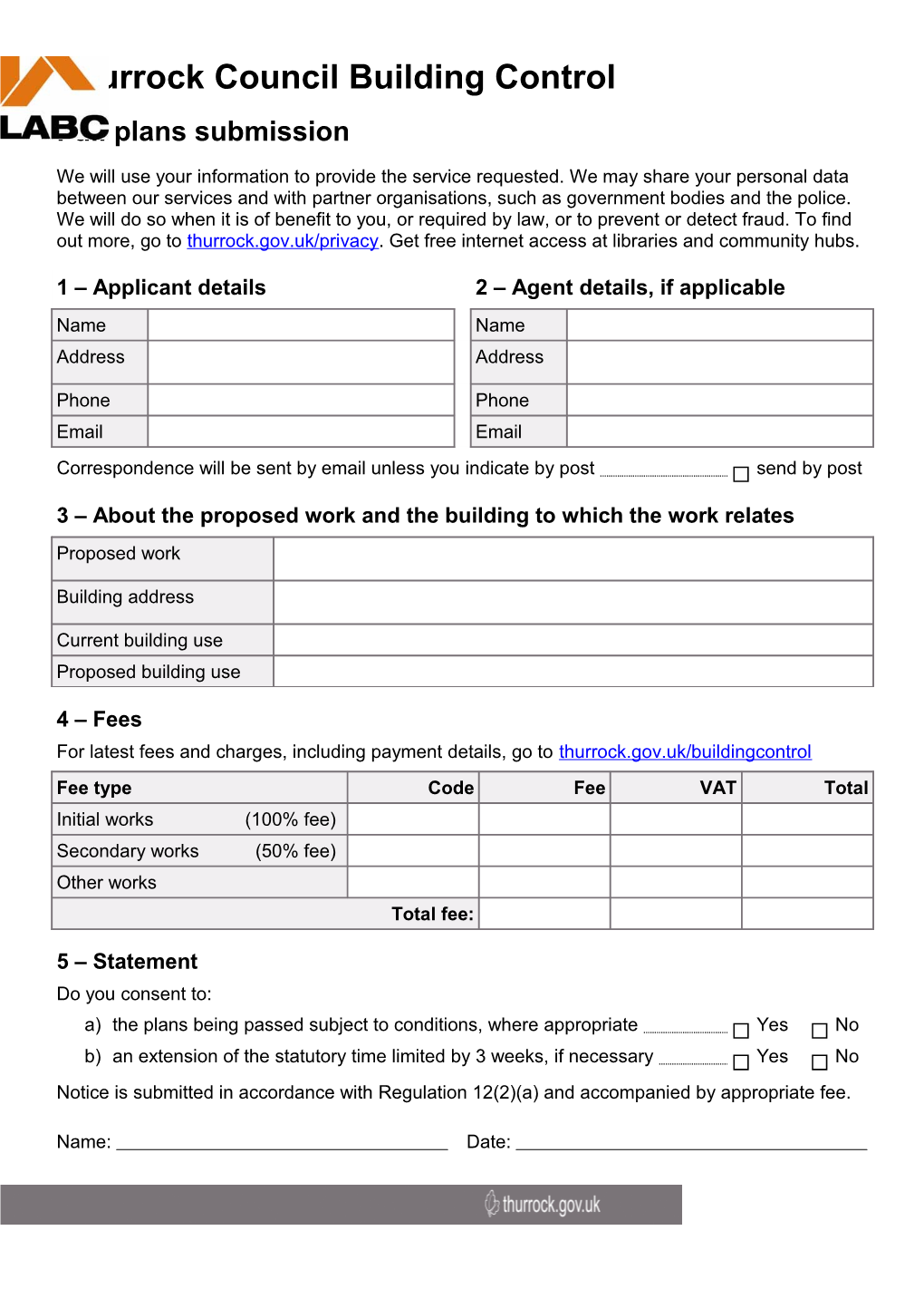 Thurrock Council - Building Control Full Plans Submission