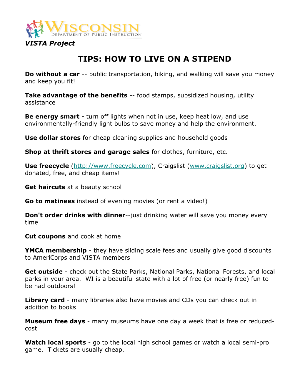 Tips: How to Live on a Stipend