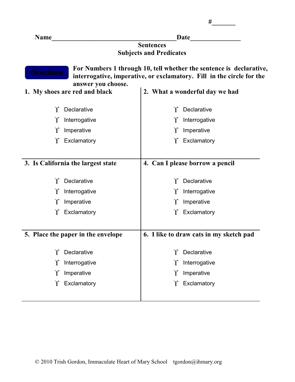 Subjects and Predicates