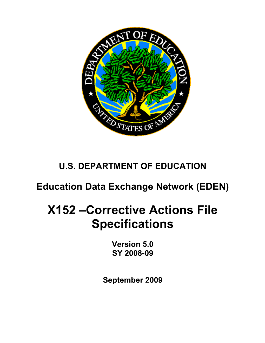 X152 Corrective Actions File Specifications (MS Word)