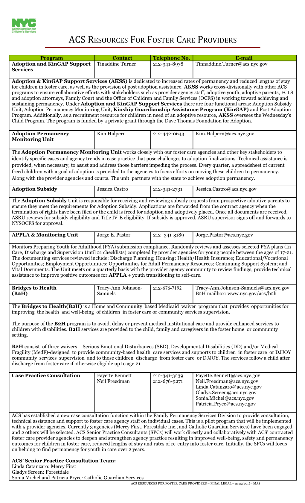 Division of Family Permanency Services Resource Guide