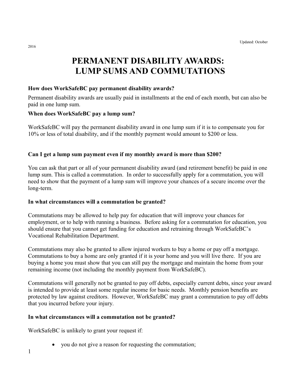 How Does Worksafebc Pay Permanent Disability Awards?