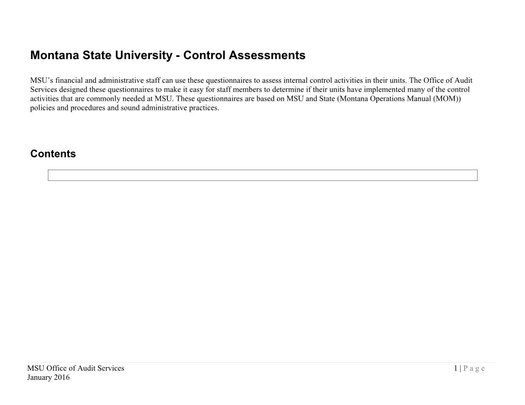 Montana State University - Control Assessments