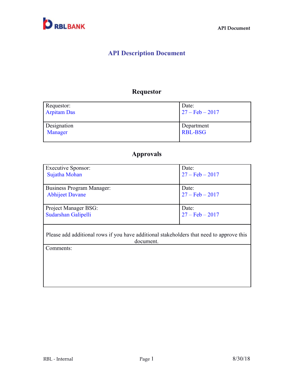 API Description Document