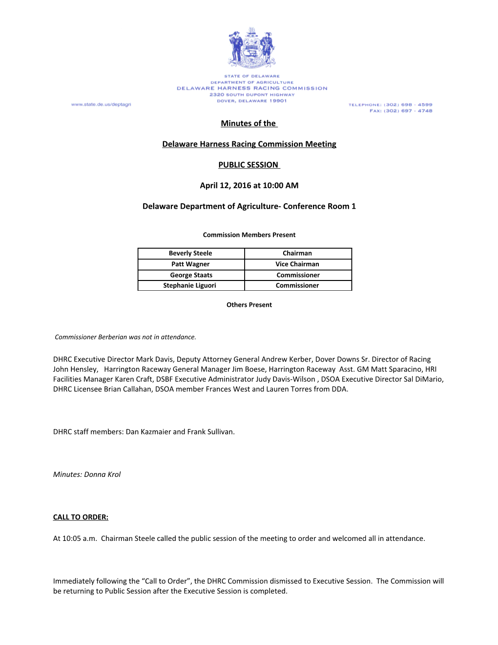 Delaware Harness Racing Commission Meeting s1