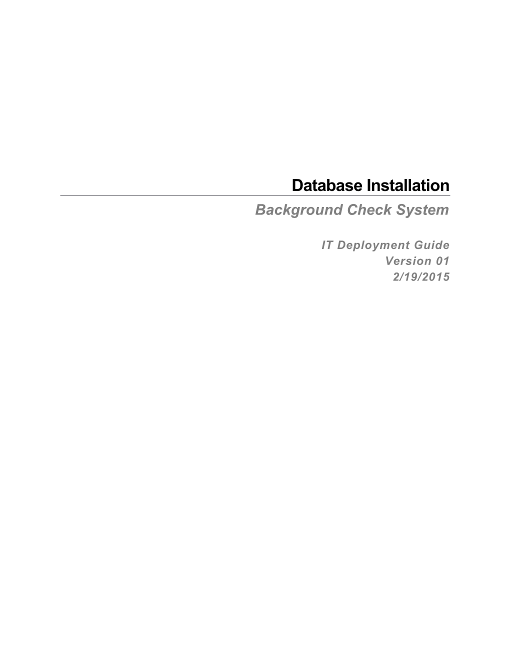 Database Installation