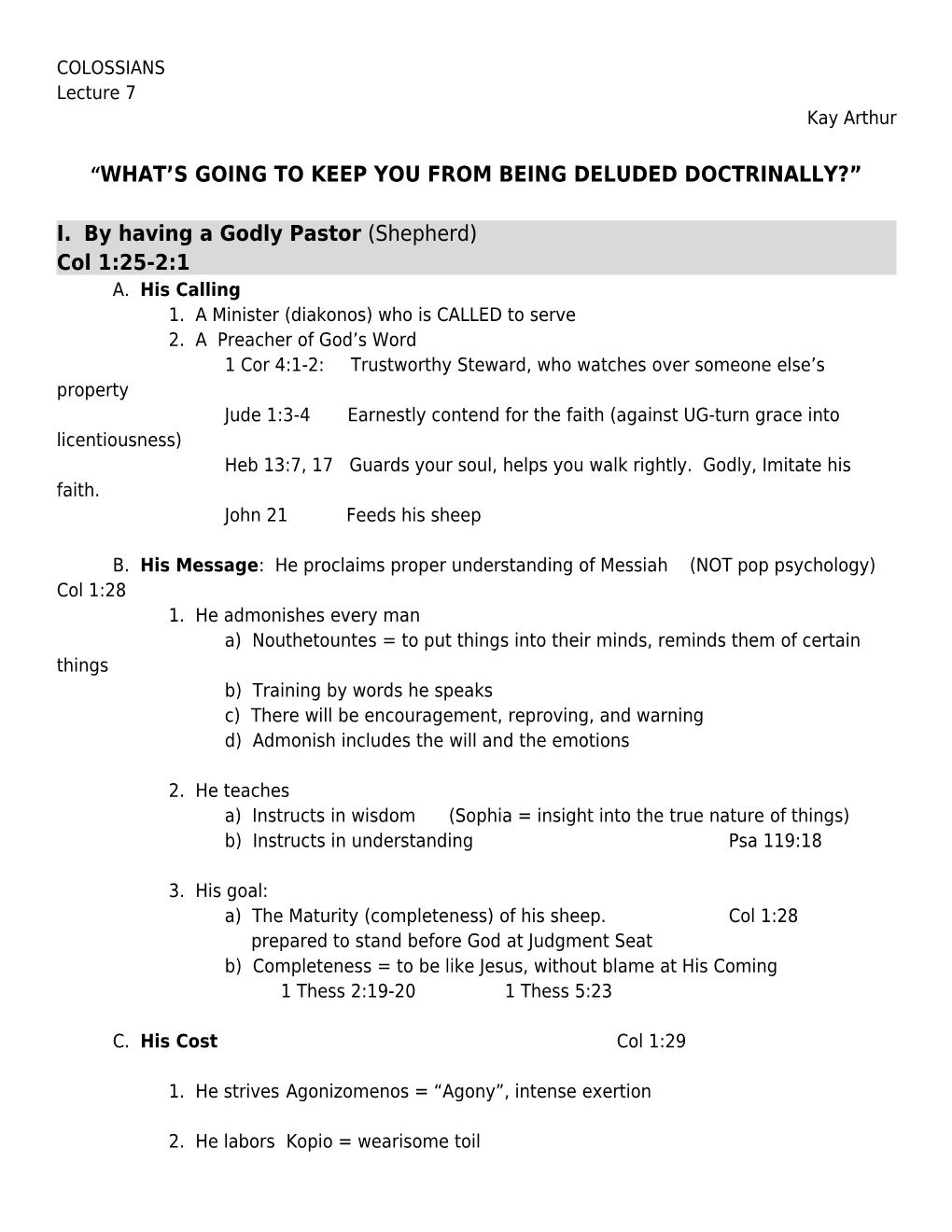 COLOSSIANS VIDEO NOTES Week 7