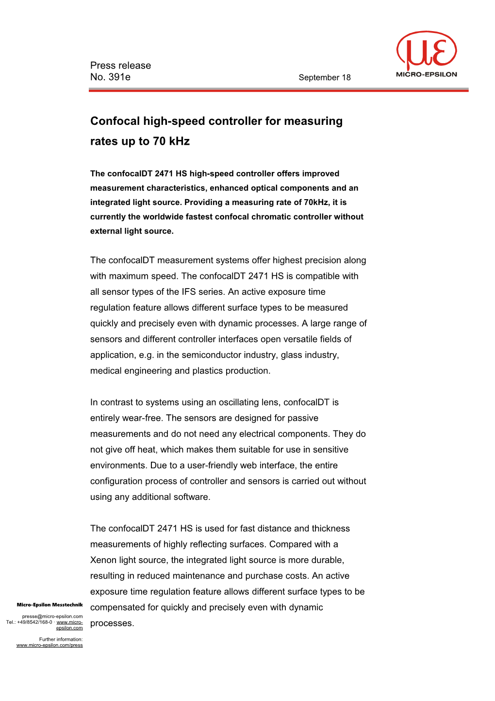 Confocal High-Speed Controller for Measuring Rates up to 70 Khz