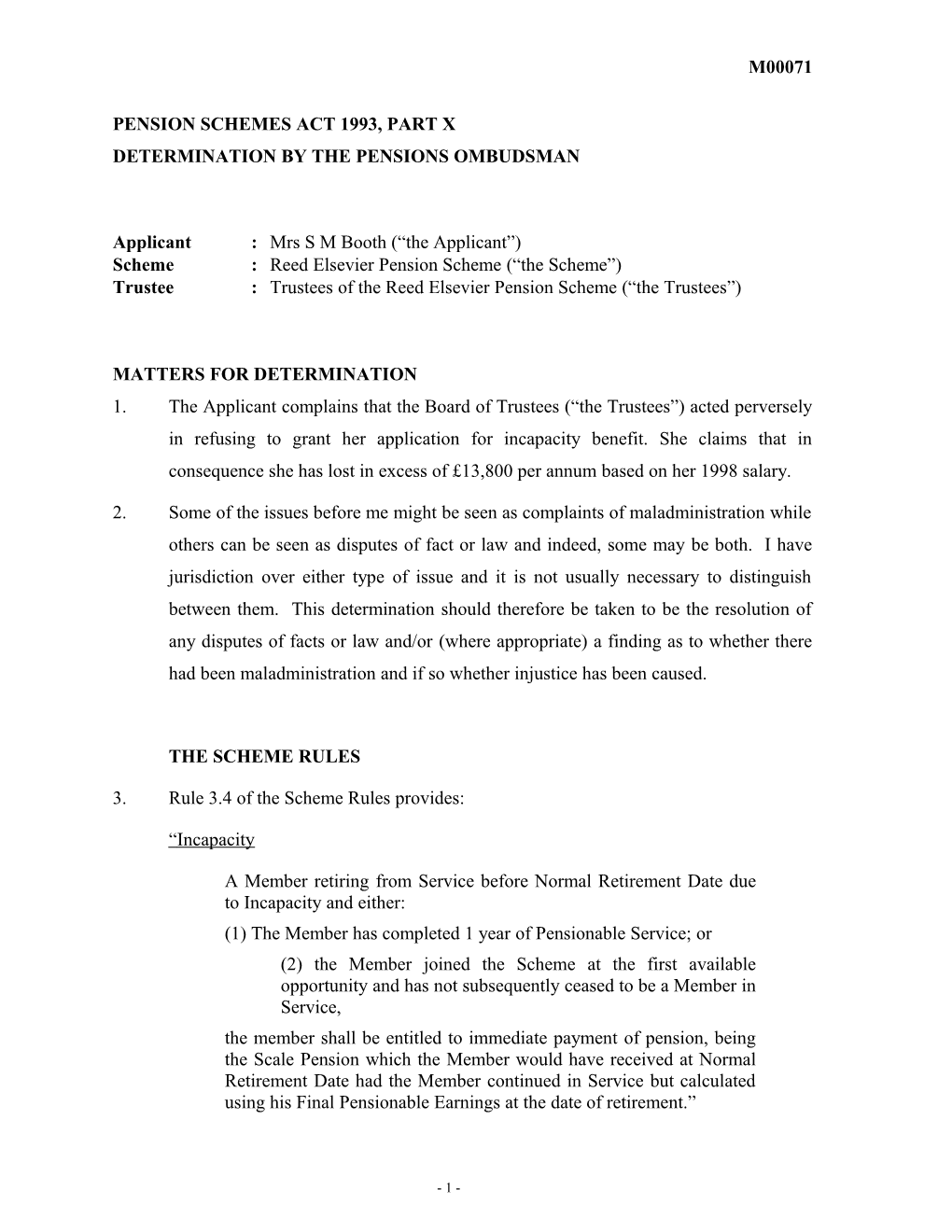 Pension Schemes Act 1993, Part X s16