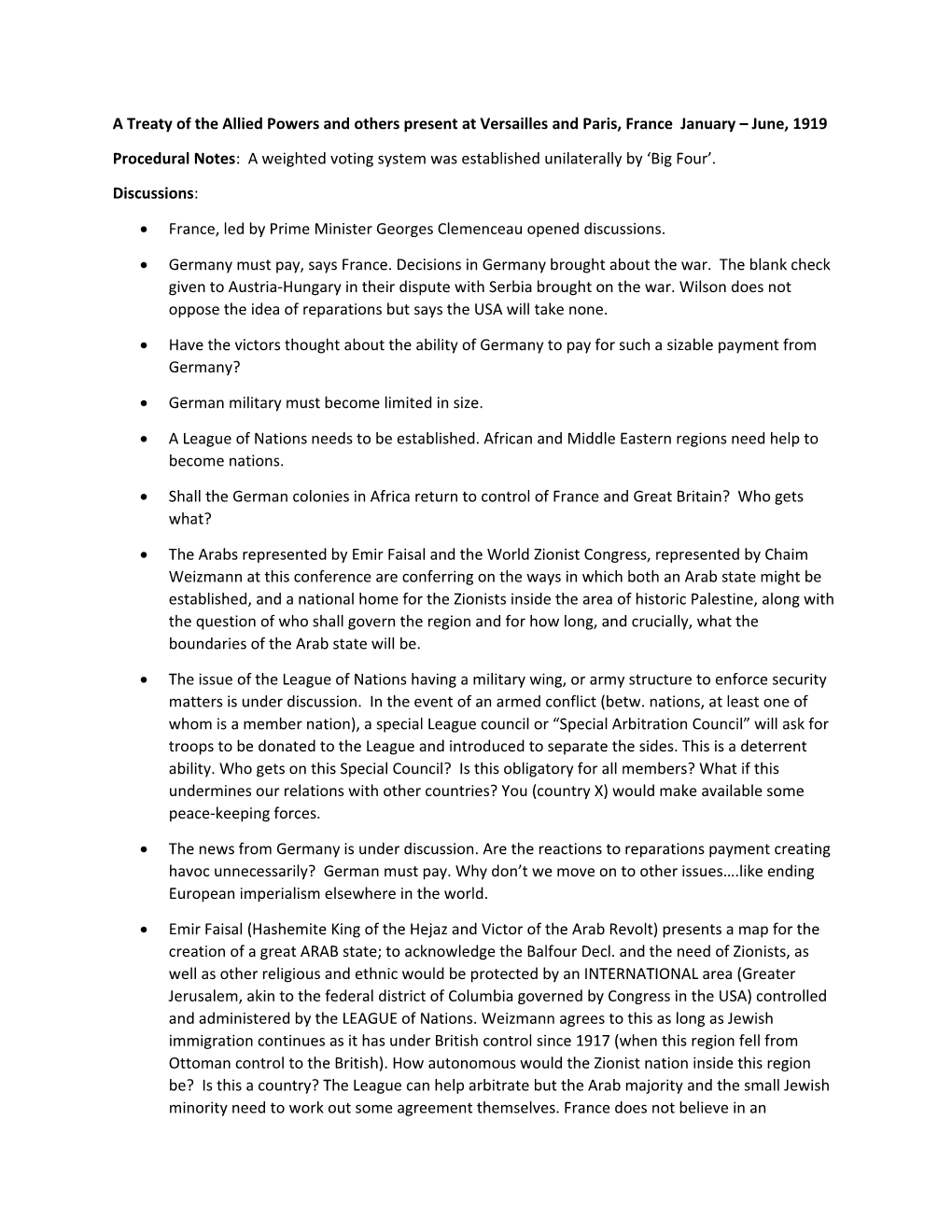 Procedural Notes : a Weighted Voting System Was Established Unilaterally by Big Four