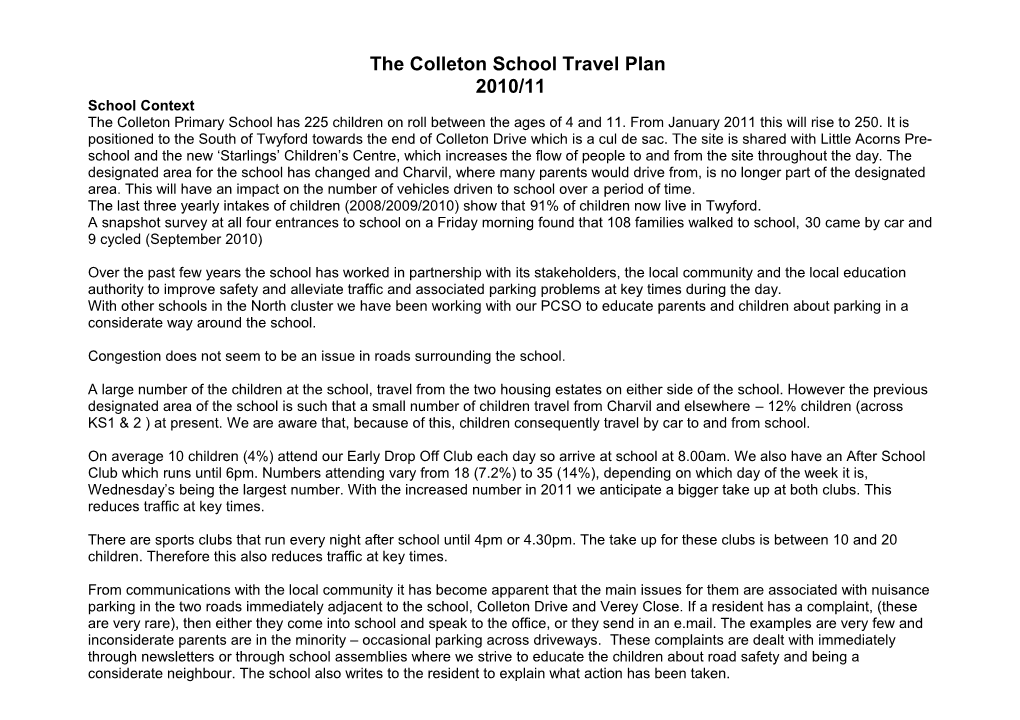 The Colleton School Travel Plan