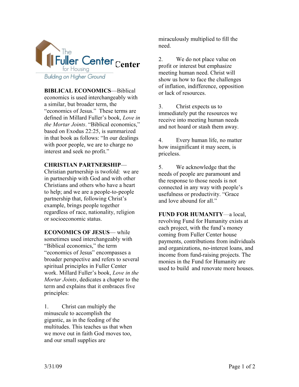 Fuller Center Terms & Concepts