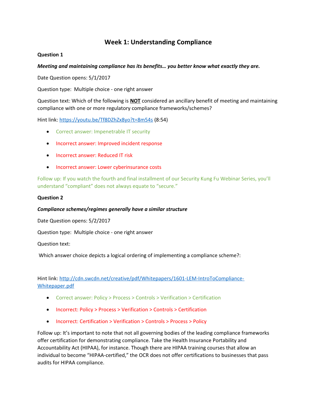 Week 1: Understanding Compliance