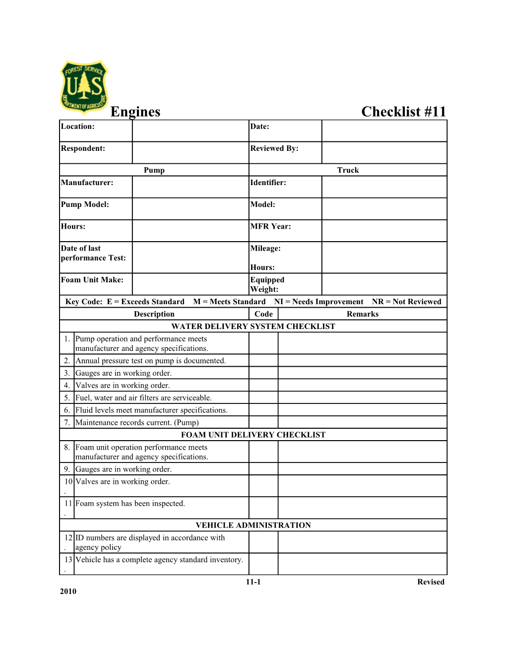 Engines Checklist #11