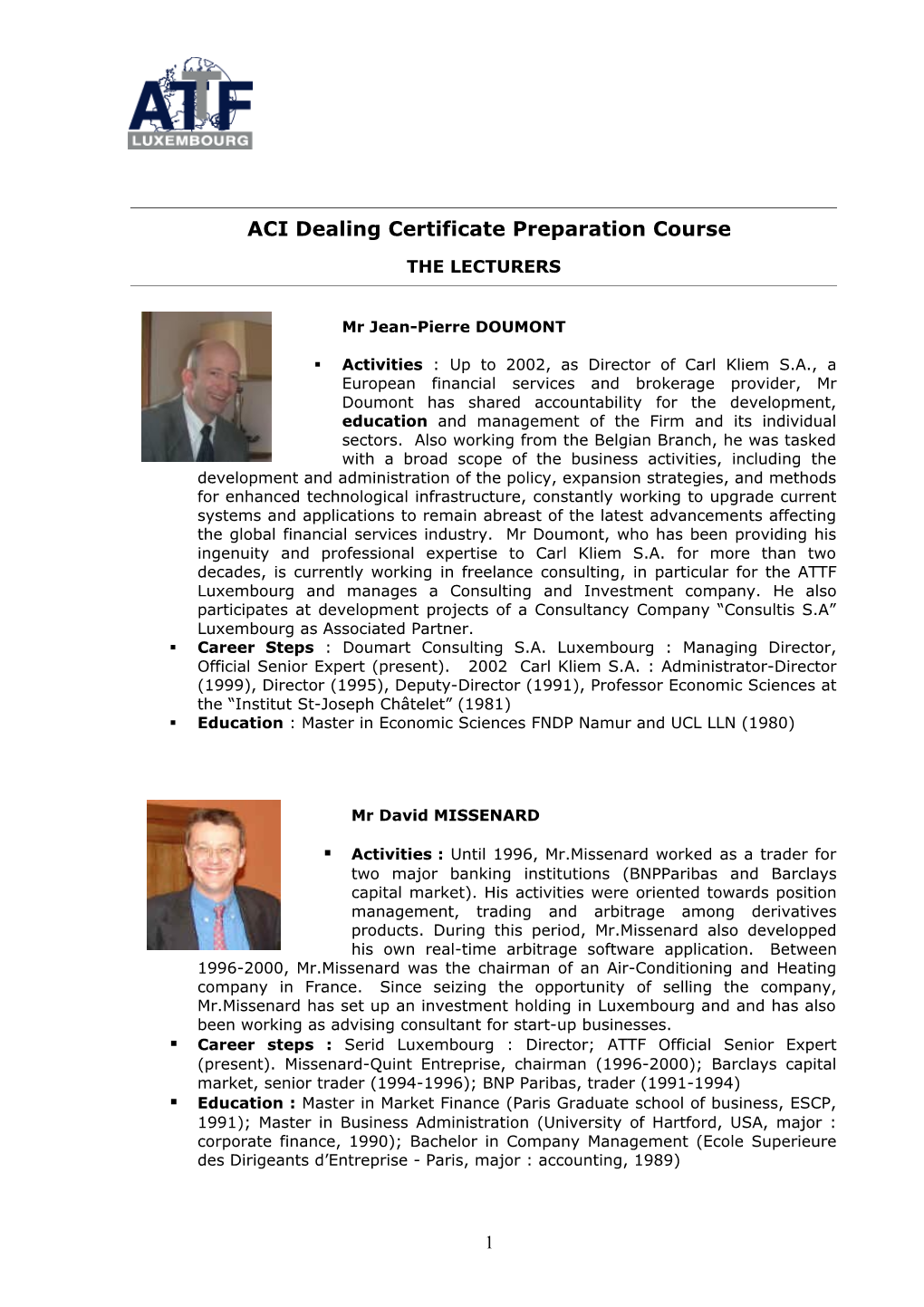 ACI Dealing Certificate Preparation Course
