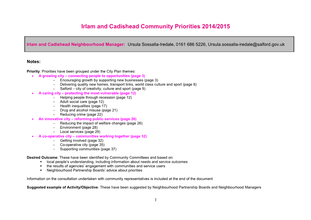 Directorate Delivery of Community Priorities 2012/2013 s1