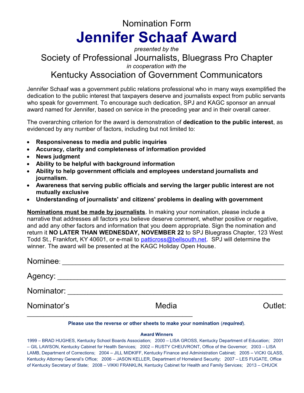 Society of Professional Journalists, Bluegrass Pro Chapter