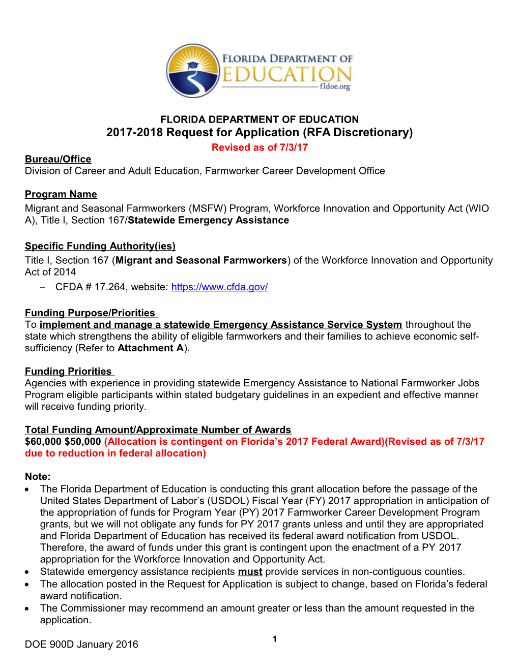 2017-2018 Request for Application (RFA Discretionary) s1