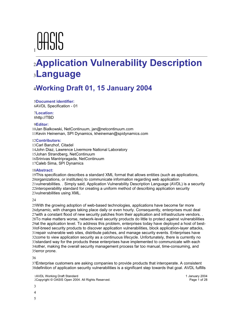 Application Vulnerability Description Language