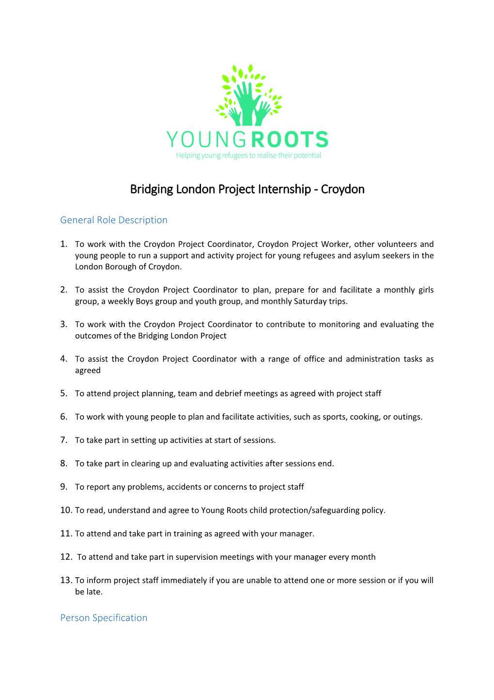 Bridging London Project Internship - Croydon