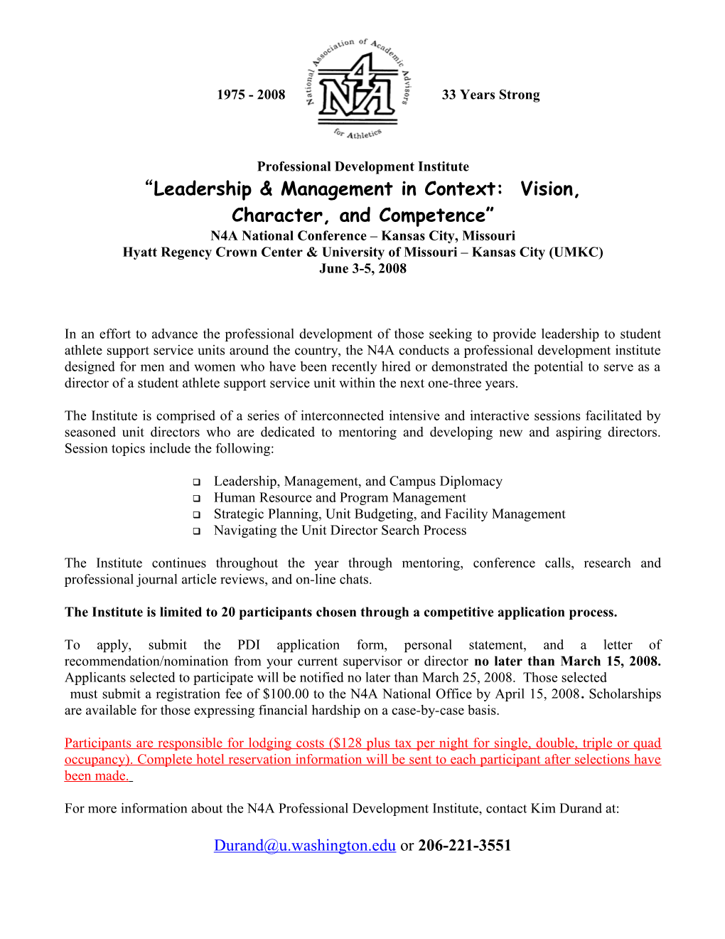 N4A Leadership Institute Application Form