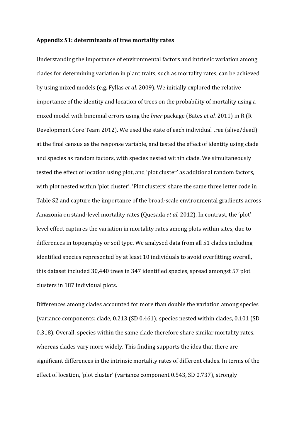 Appendix S1: Determinants of Tree Mortality Rates