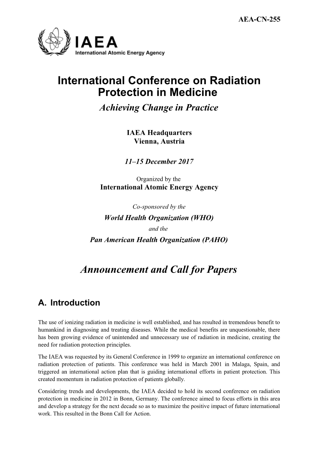 International Conference on Radiation Protection in Medicine