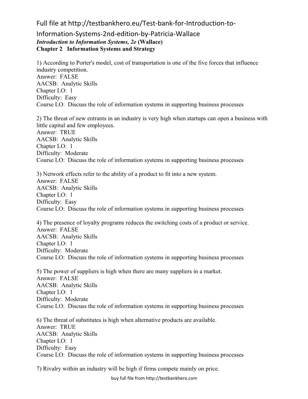 Introduction to Information Systems, 2E (Wallace)