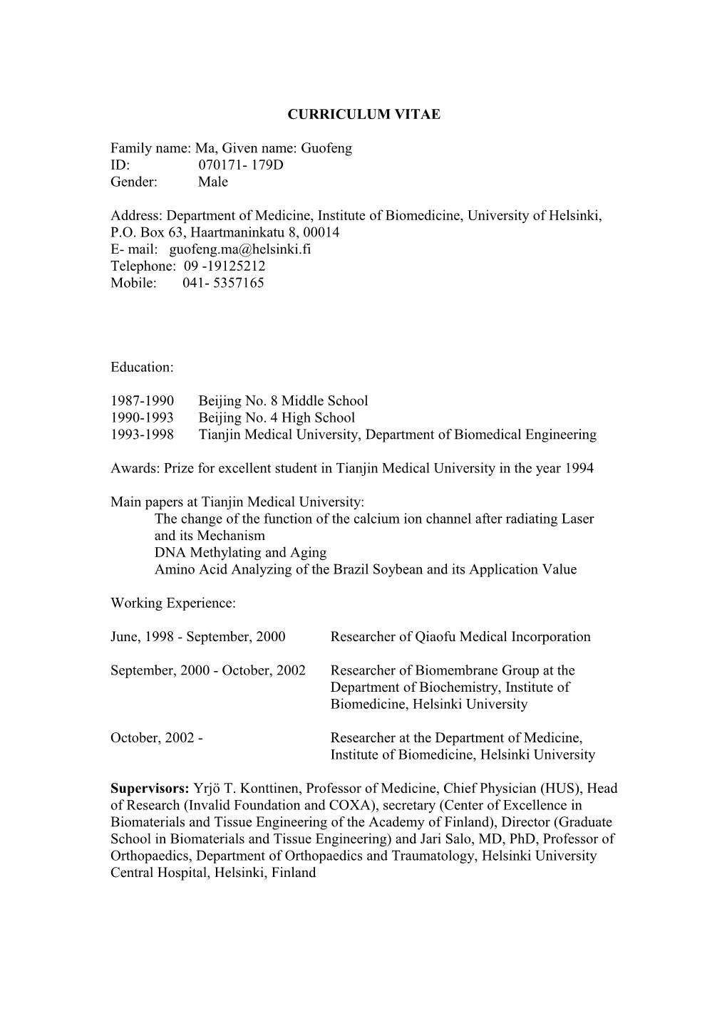 Curriculum Vitae s130