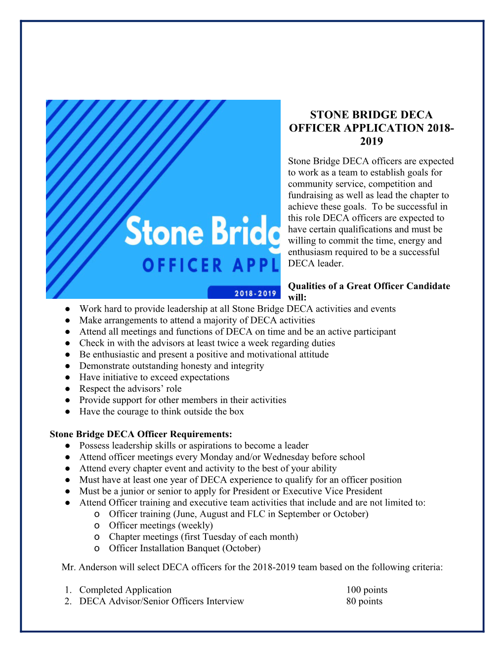 Stone Bridge Deca Officer Application 2018-2019