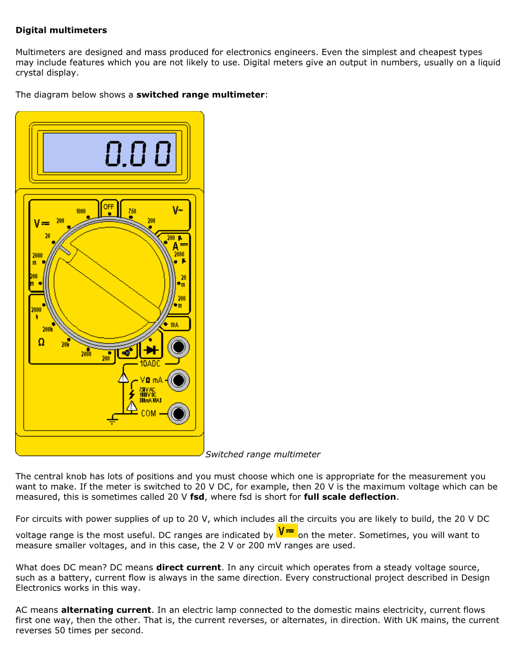 The Diagram Below Shows a Switched Range Multimeter