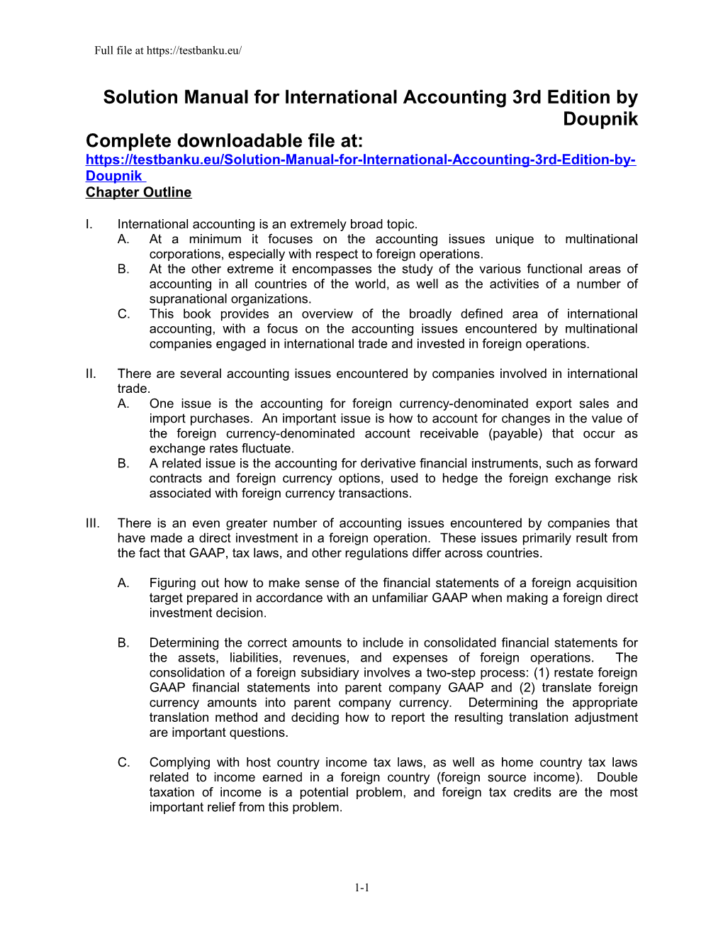 Solution Manual for International Accounting 3Rd Edition by Doupnik