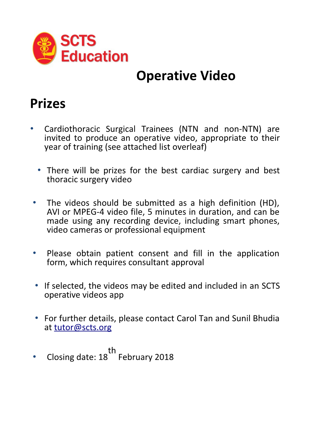 Operative Video Prizes