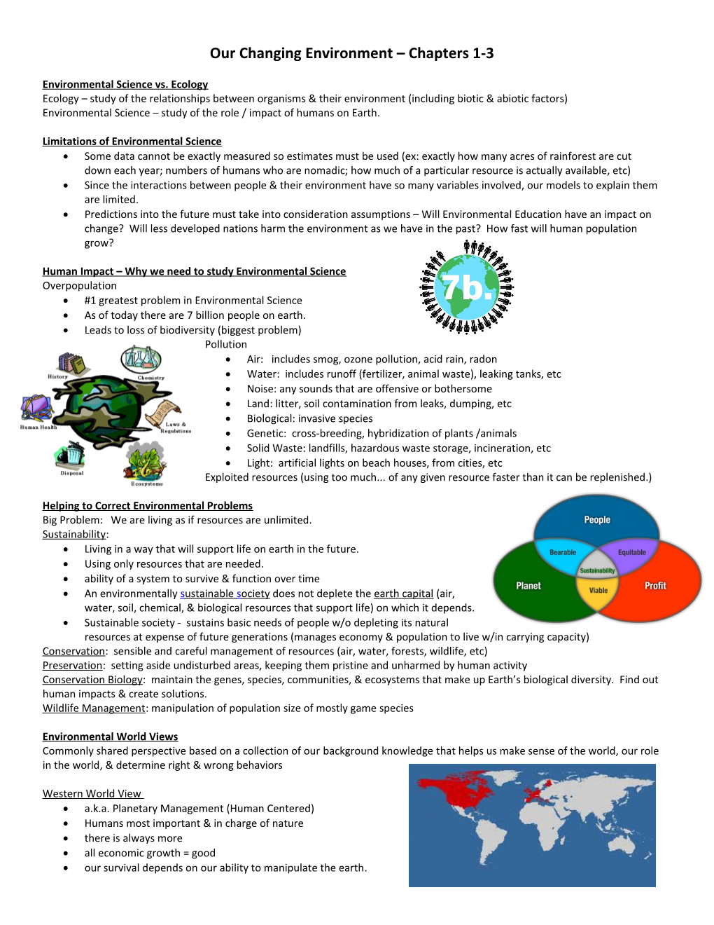 Our Changing Environment Chapters 1-3