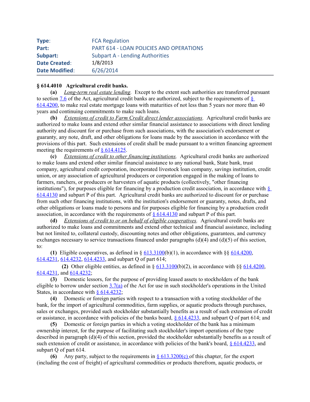 Agricultural Credit Banks