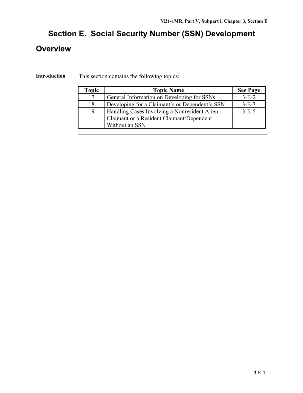 M21-1MR, Part V, Subpart I, Chapter 3, Section E. Social Security Number Development