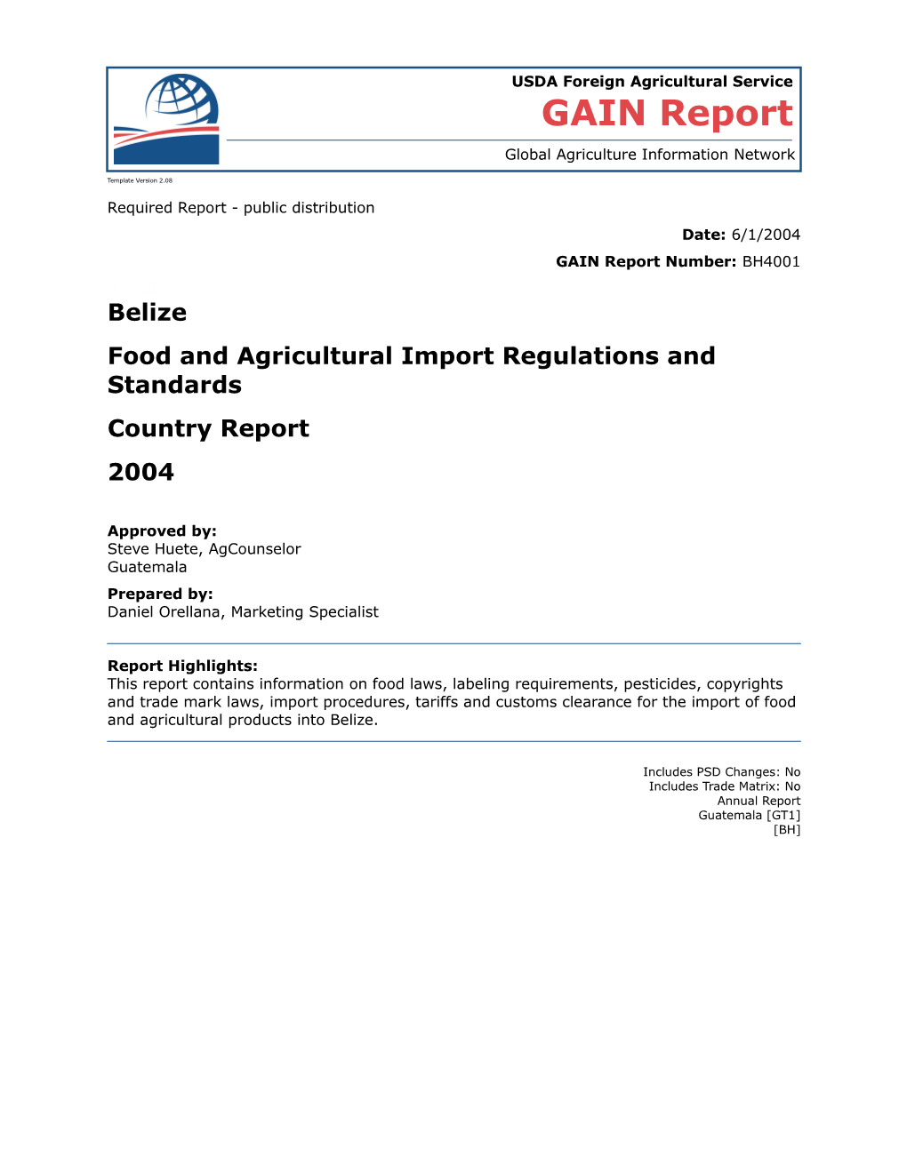 Food and Agricultural Import Regulations and Standards s6