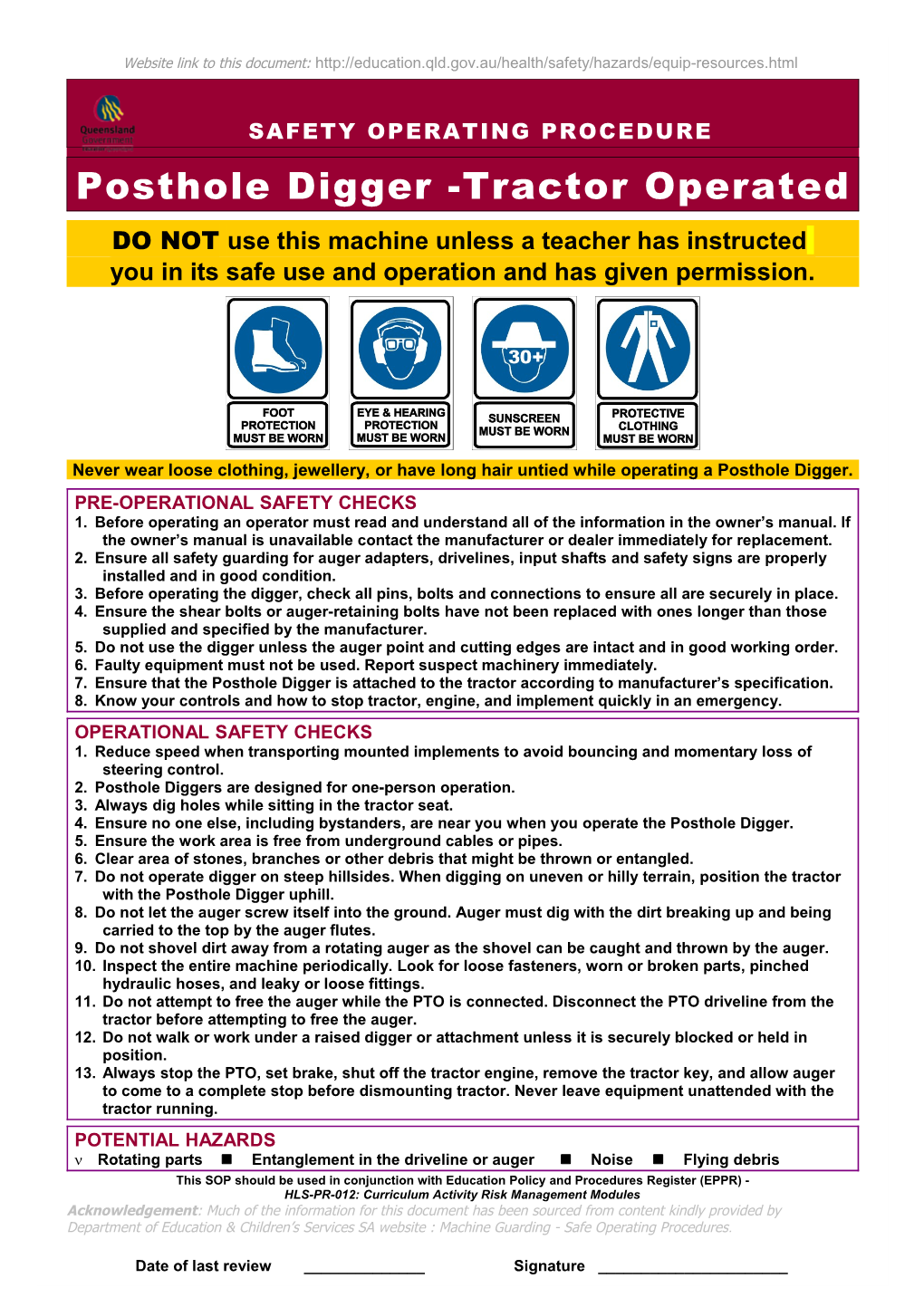 Safety Operating Procedure s11