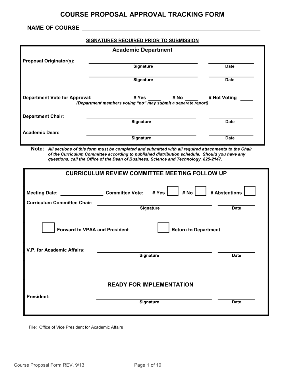 Course Proposal Form