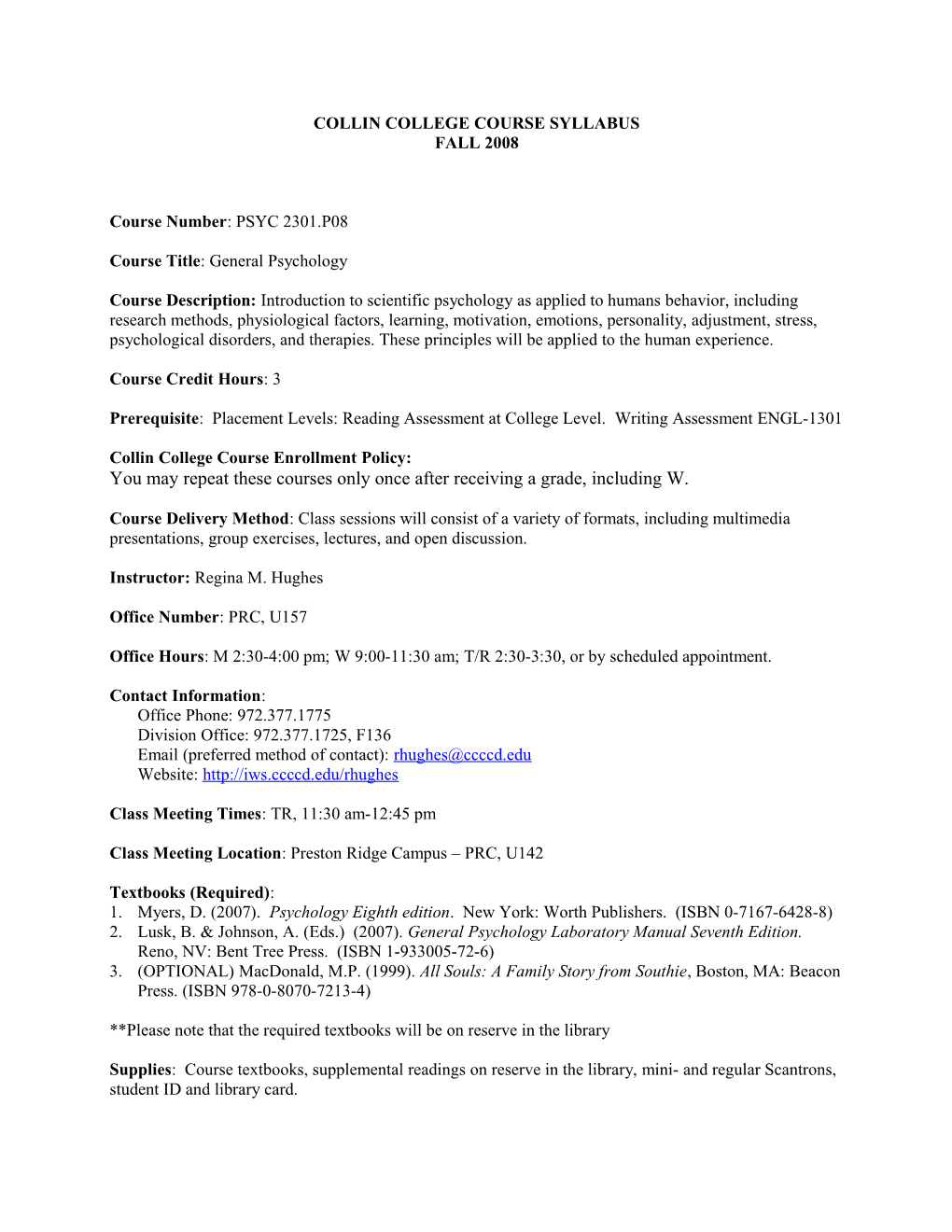 Collincollege Course Syllabus