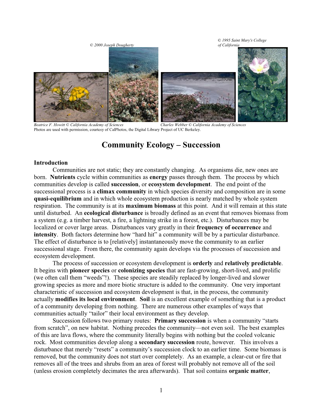 Community Ecology Succession