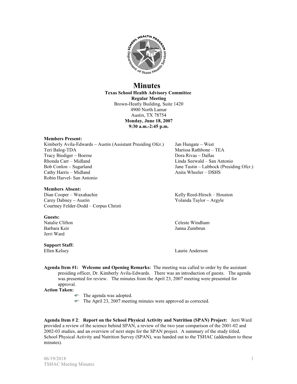 Texas School Health Advisory Committee