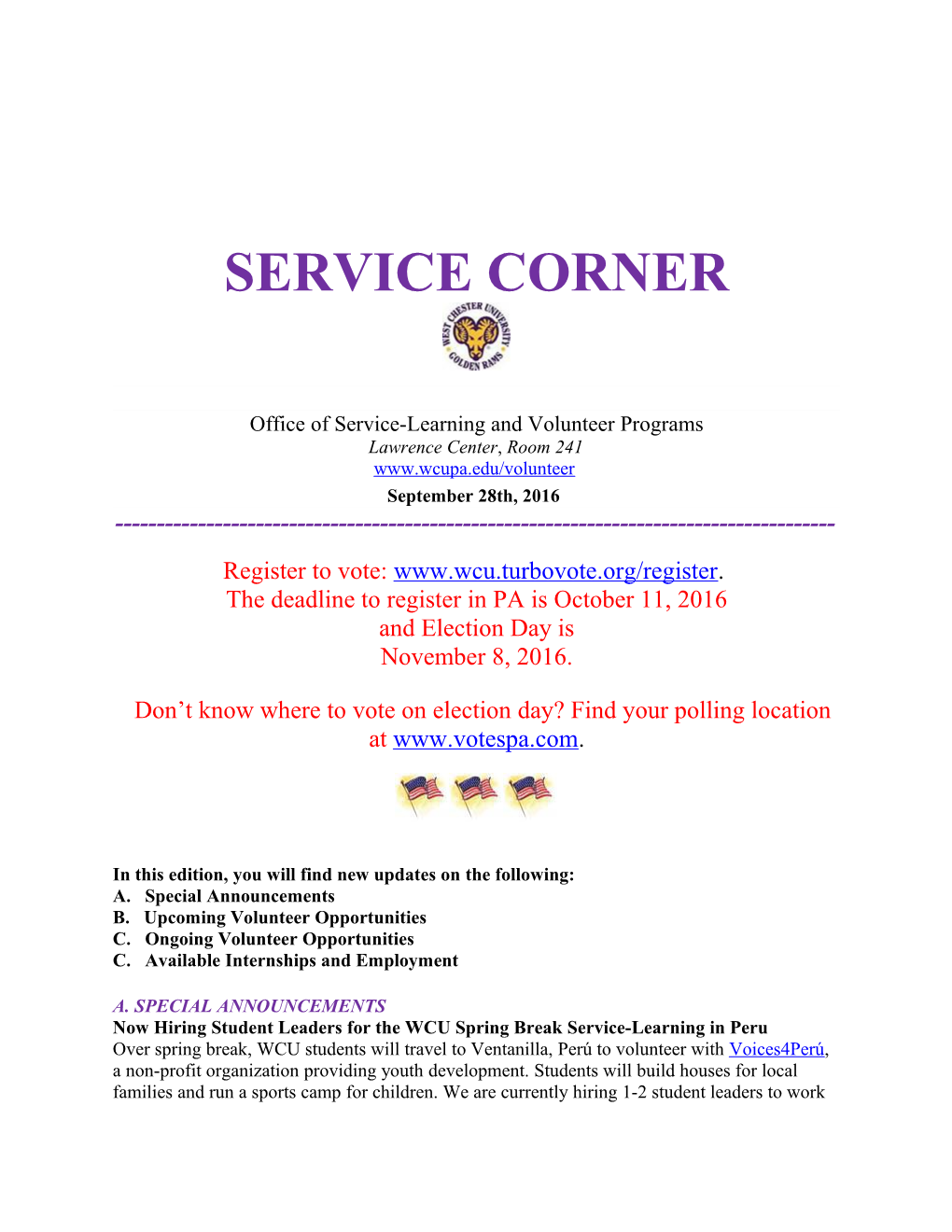 Office of Service-Learning and Volunteer Programs