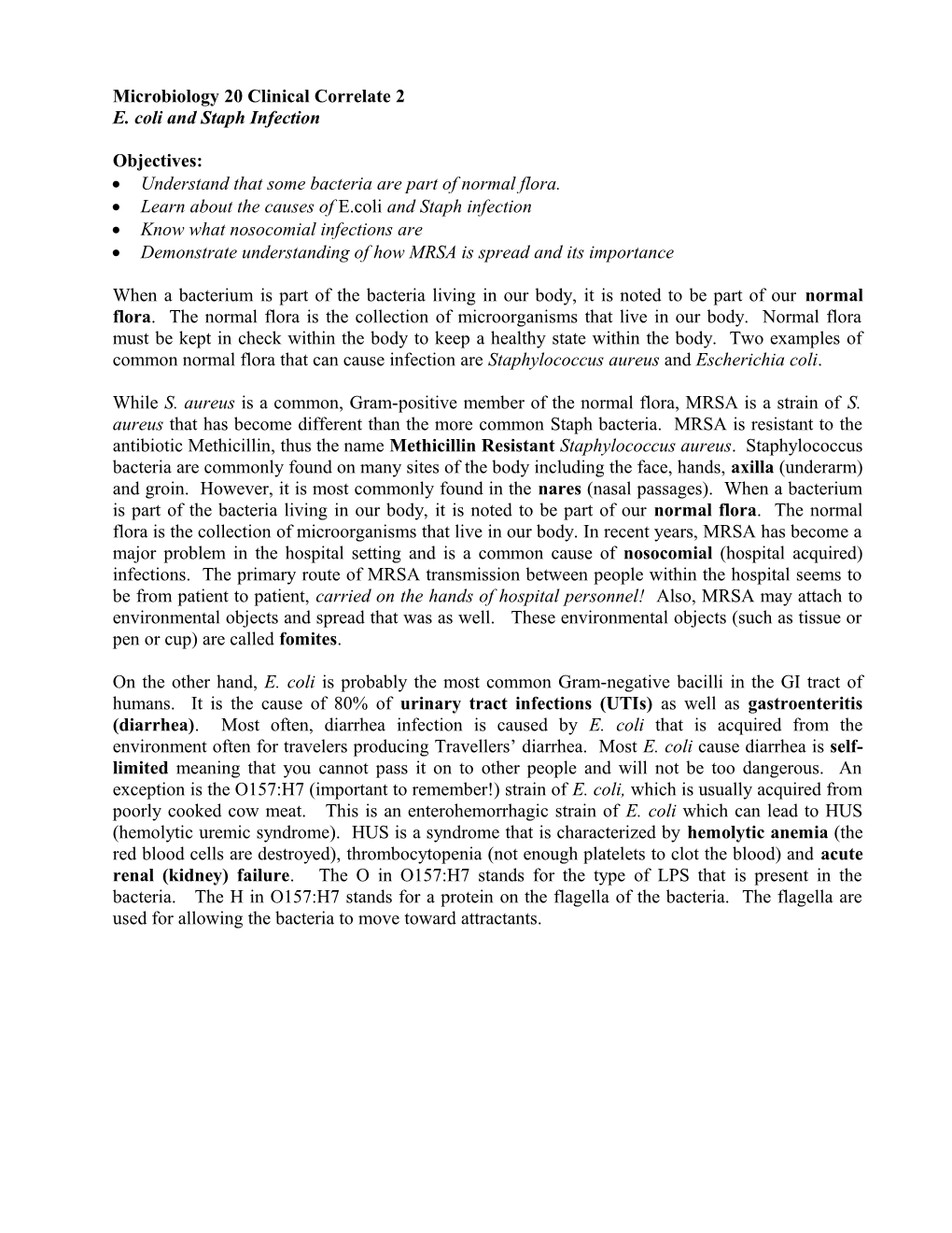 Microbiology 20 Clinical Correlate